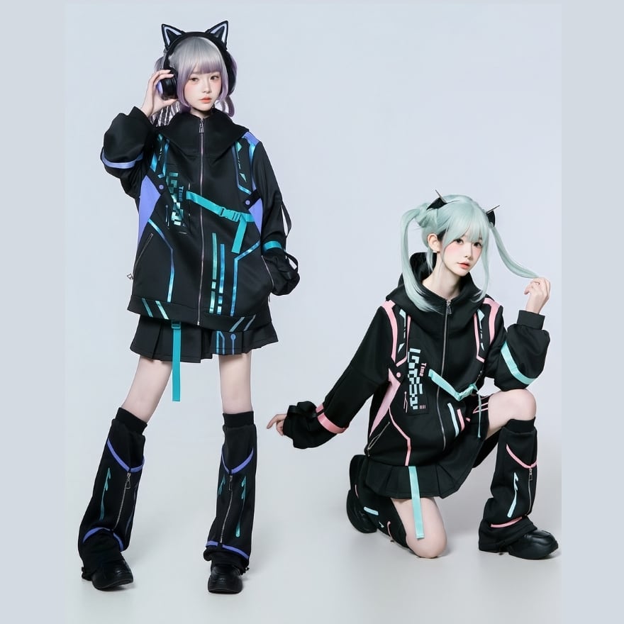 サイバーパンク 3点 セットアップ 電脳少女 近未来 セットアップ
