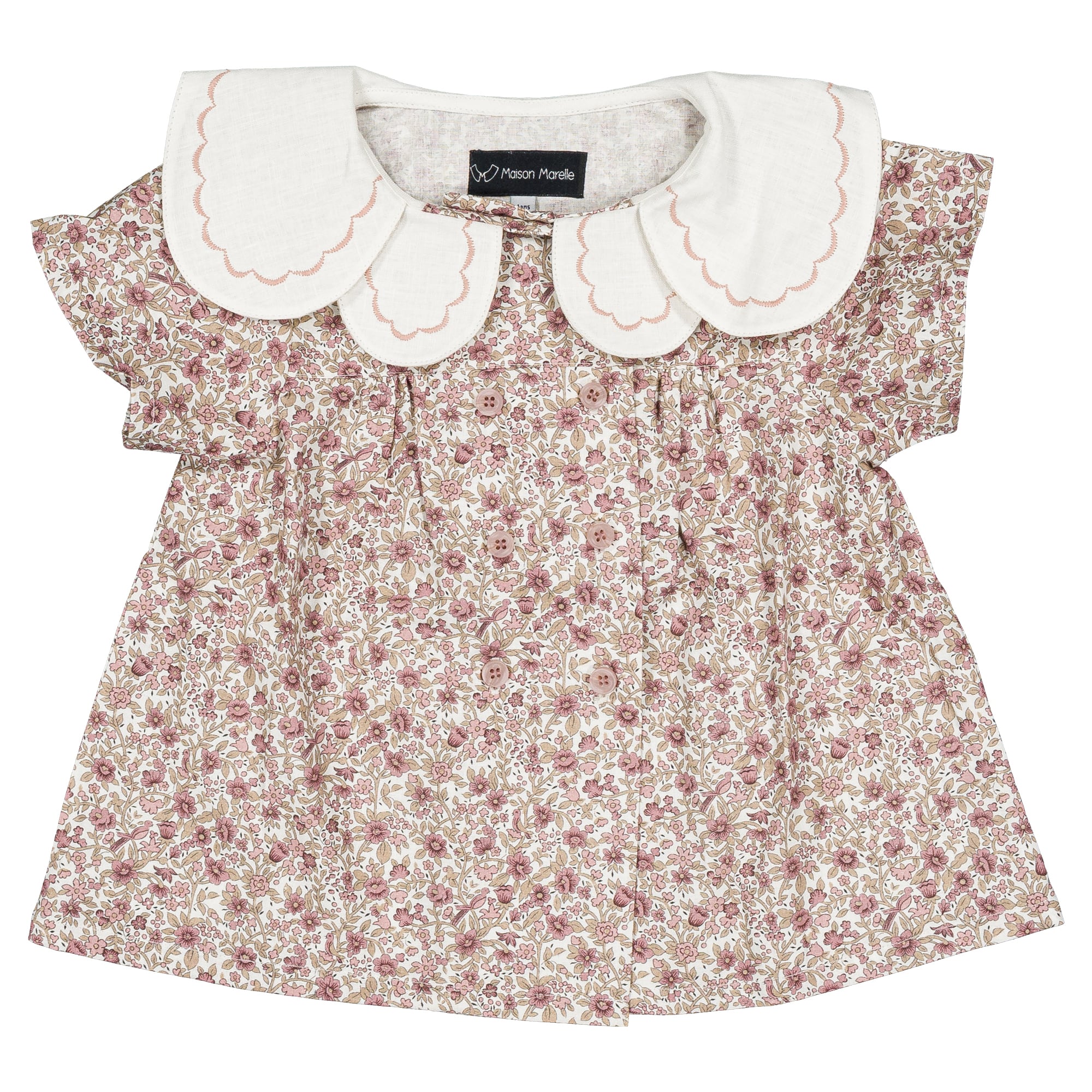 【予約・特典あり】Maison Marelle / Blouse NOLLET- pink flowers / 6Y~12Y