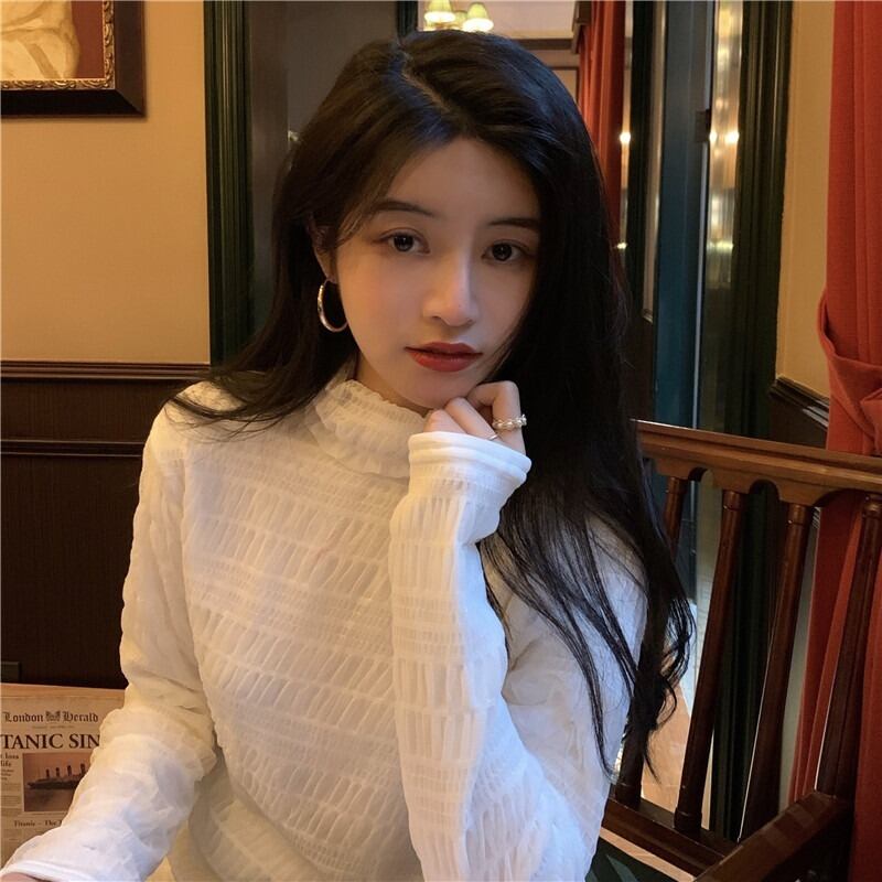 レースシャツ オータムウィンタースタイルベルベットスタンダードTシャツ ロング レトロ 秋物 冬物 YY-ファッション17294864680