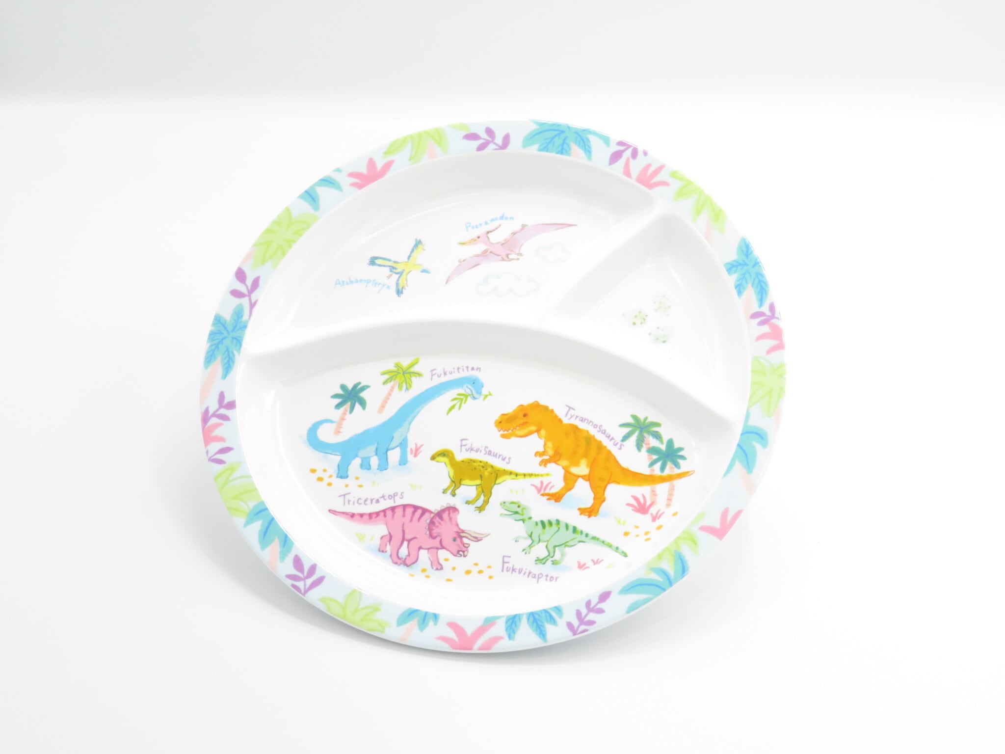 オリジナル食器 恐竜のメラミンランチプレート丸 福井の恐竜 | 福井