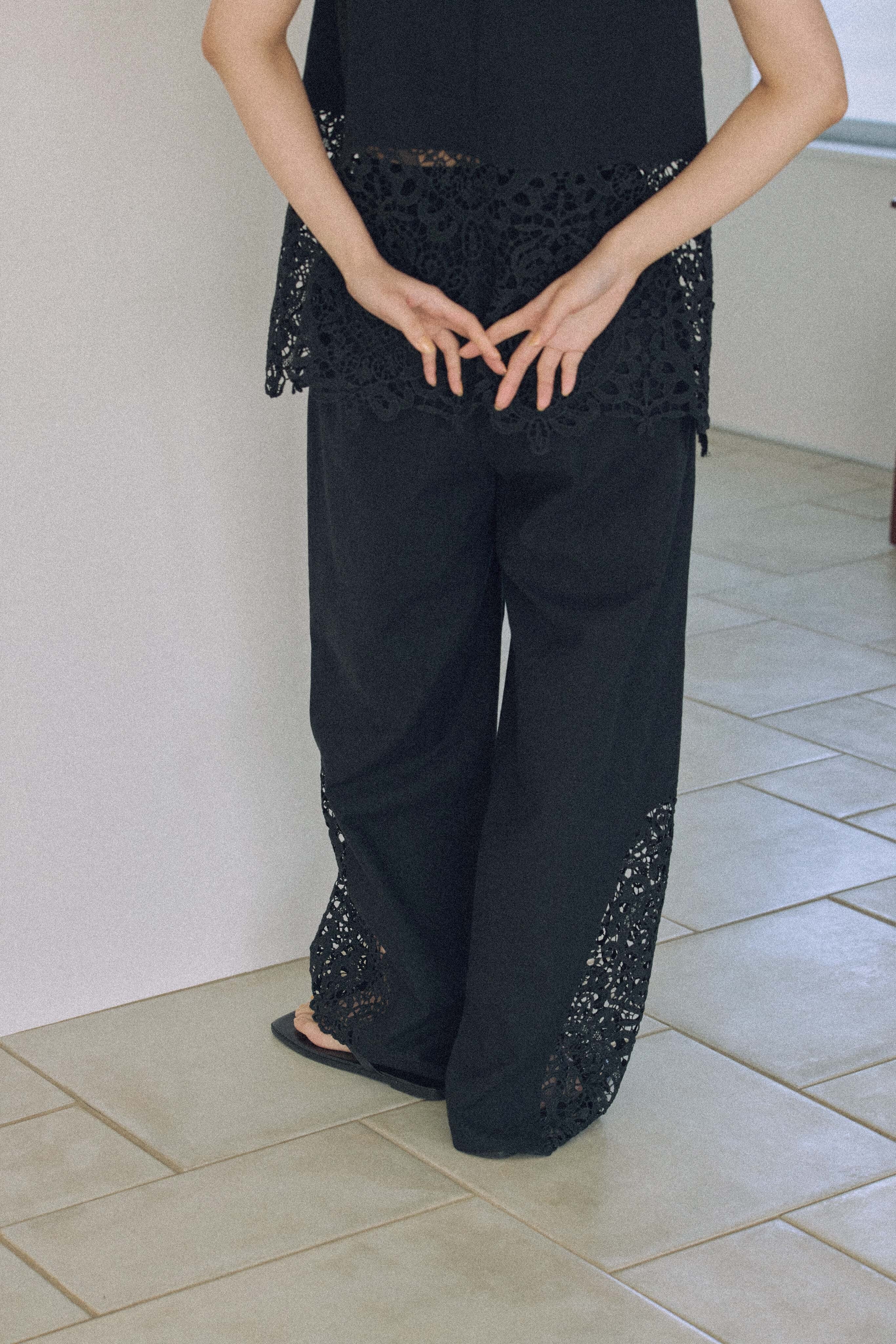 DU260503 Lace Docking Cotton Pants 【set up可】【T sizeあり】【Re