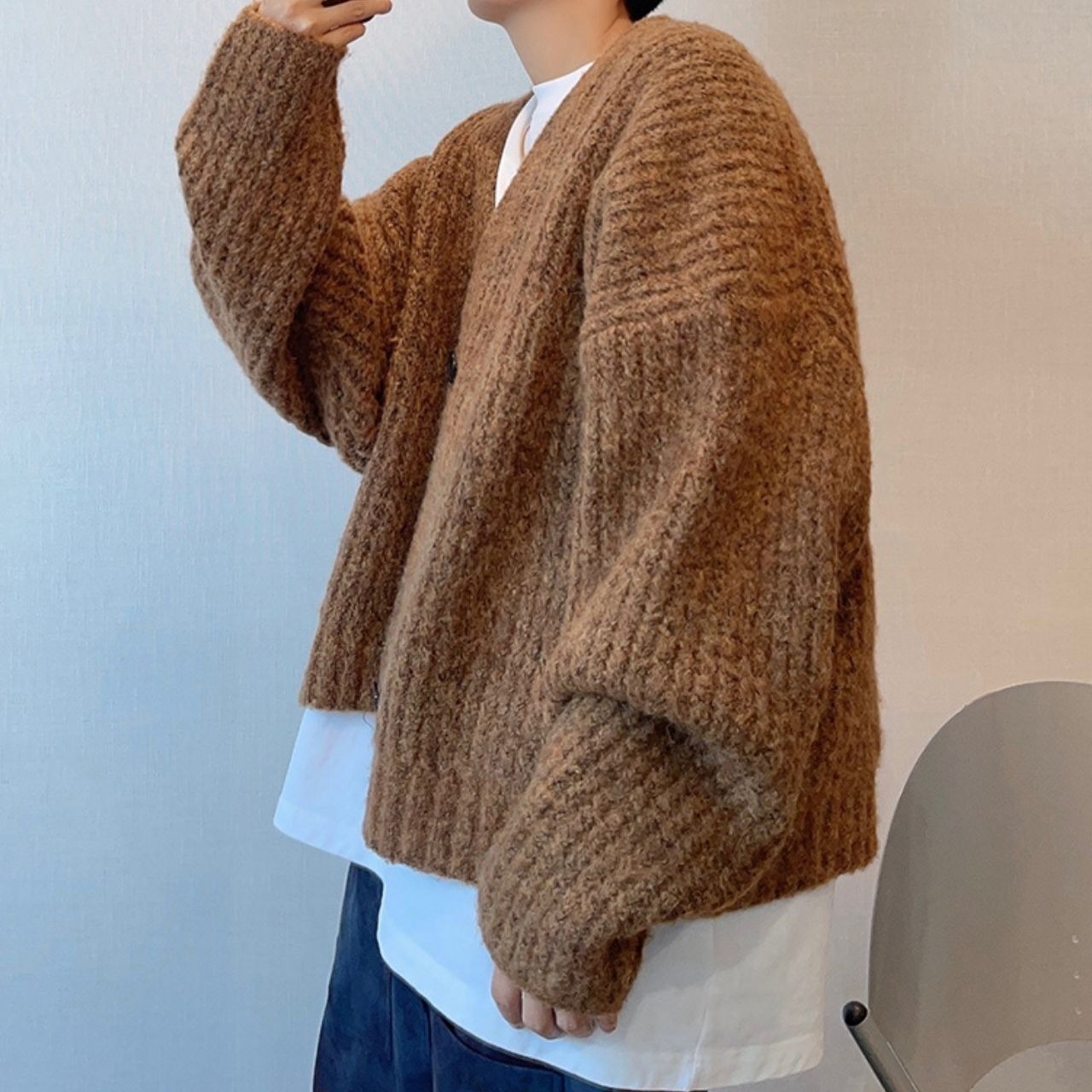 ル​​ーズショートニットカーディガン　1030