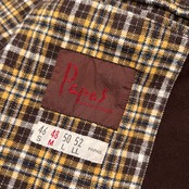 Papas パパス スタンドカラー ツイル ジャケット コート サイズ 48/M /ダークブラウン/裏チェック/裏地フランネル