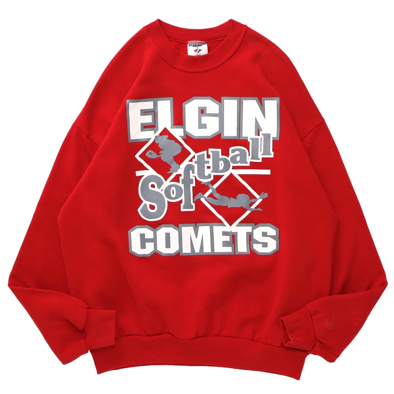 90s ELGIN COMETS チームロゴ チームスウェット ソフトボール 古着 赤