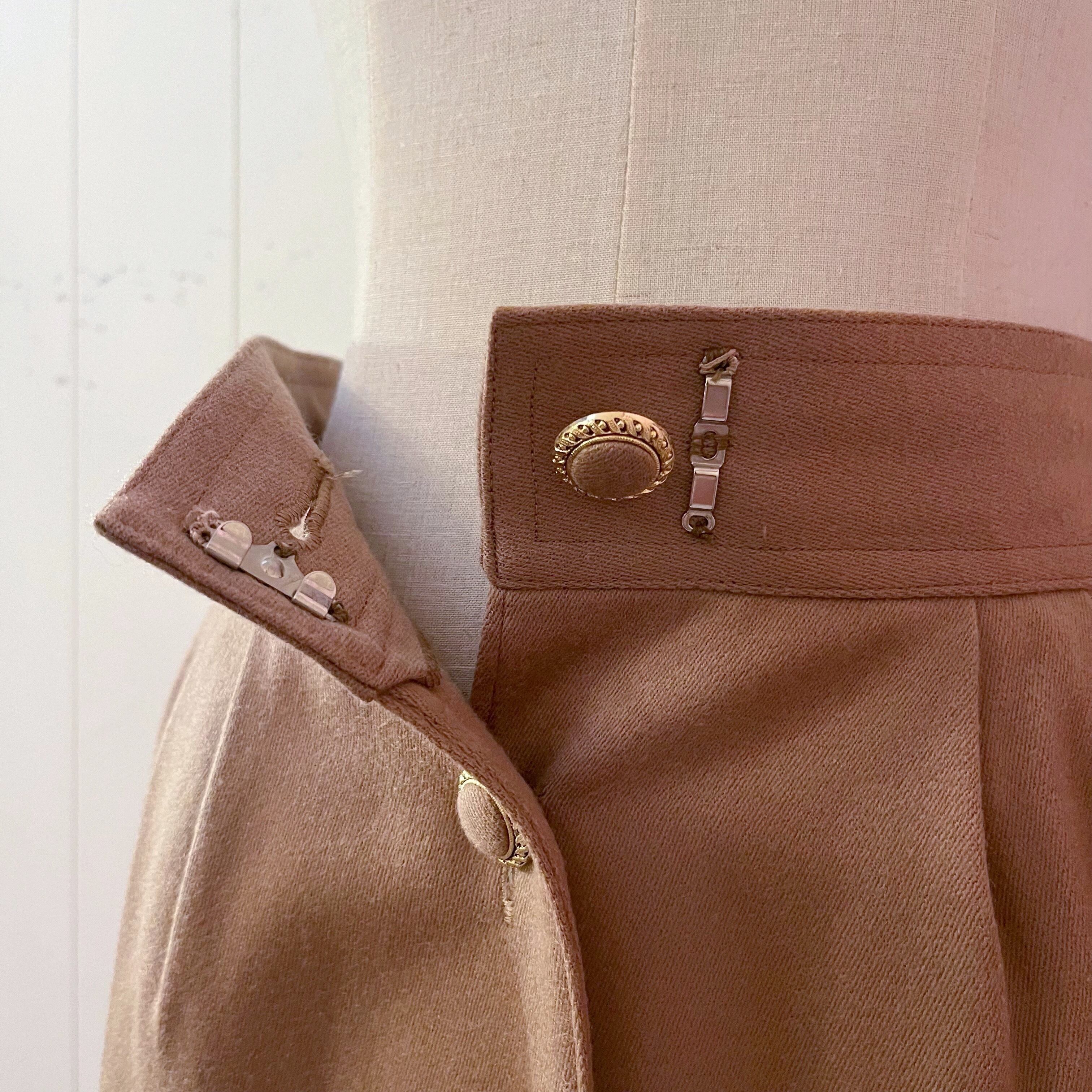 cream beige front button skirt
