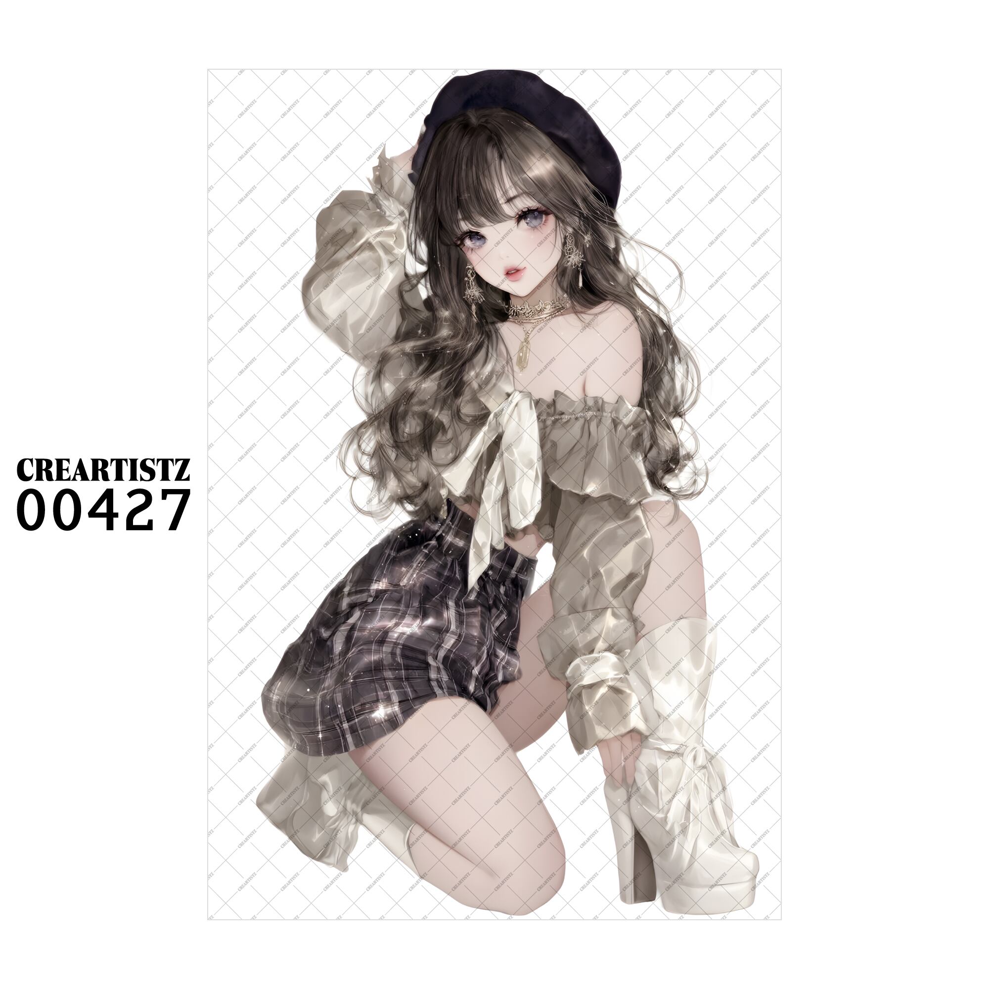 00427 ガール キュート オリジナル ペーパー/ステッカー 4枚セット CREARTISTZ