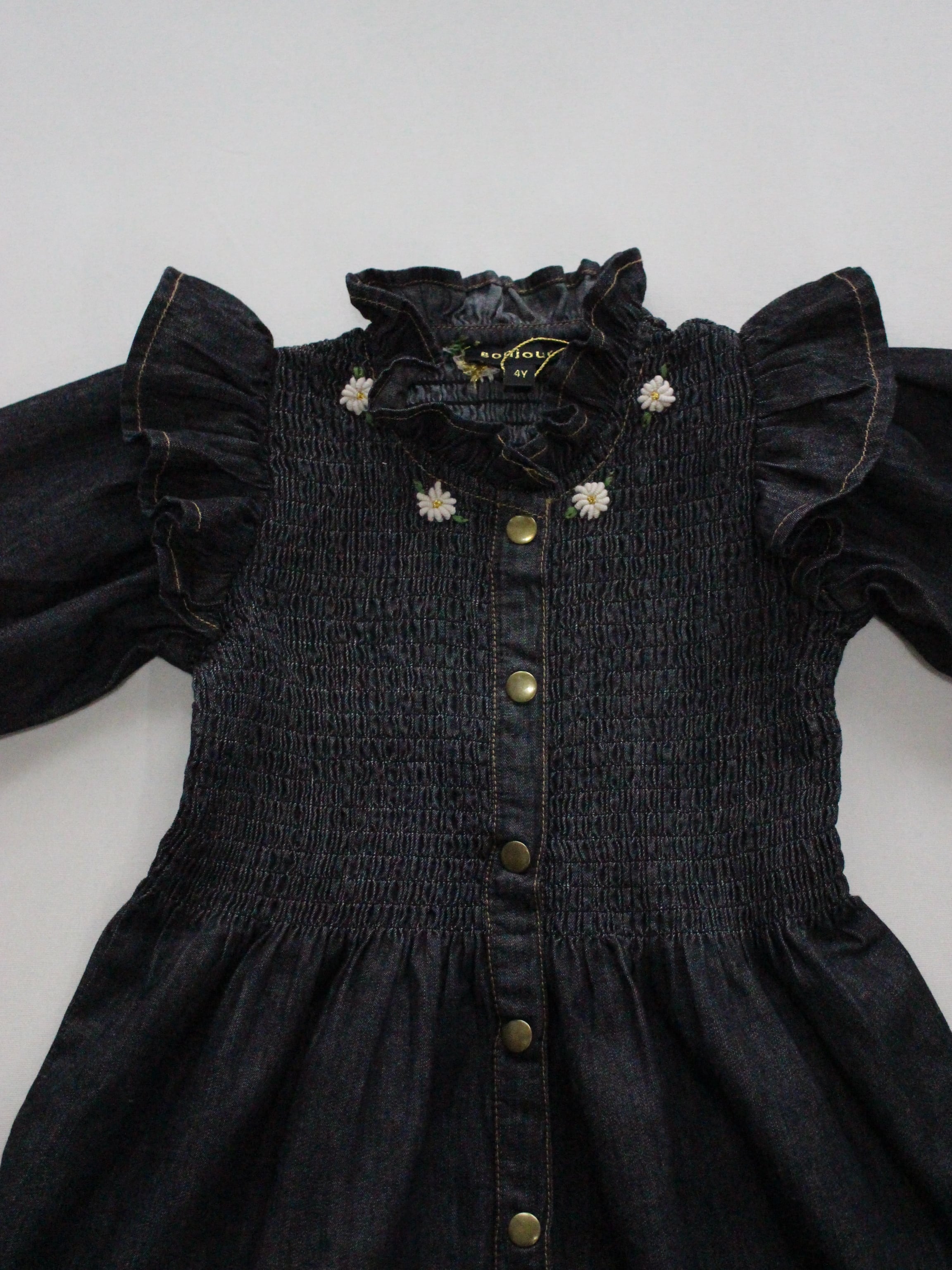 BONJOUR DIARY Ibiza dress black denim 4-6y | RESONASON