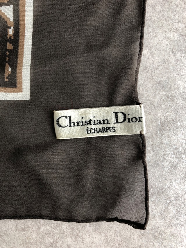 Christian Dior クリスチャン ディオール トロッター スカーフ ブラウン シルク vintage ヴィンテージ オールド xdf2sp