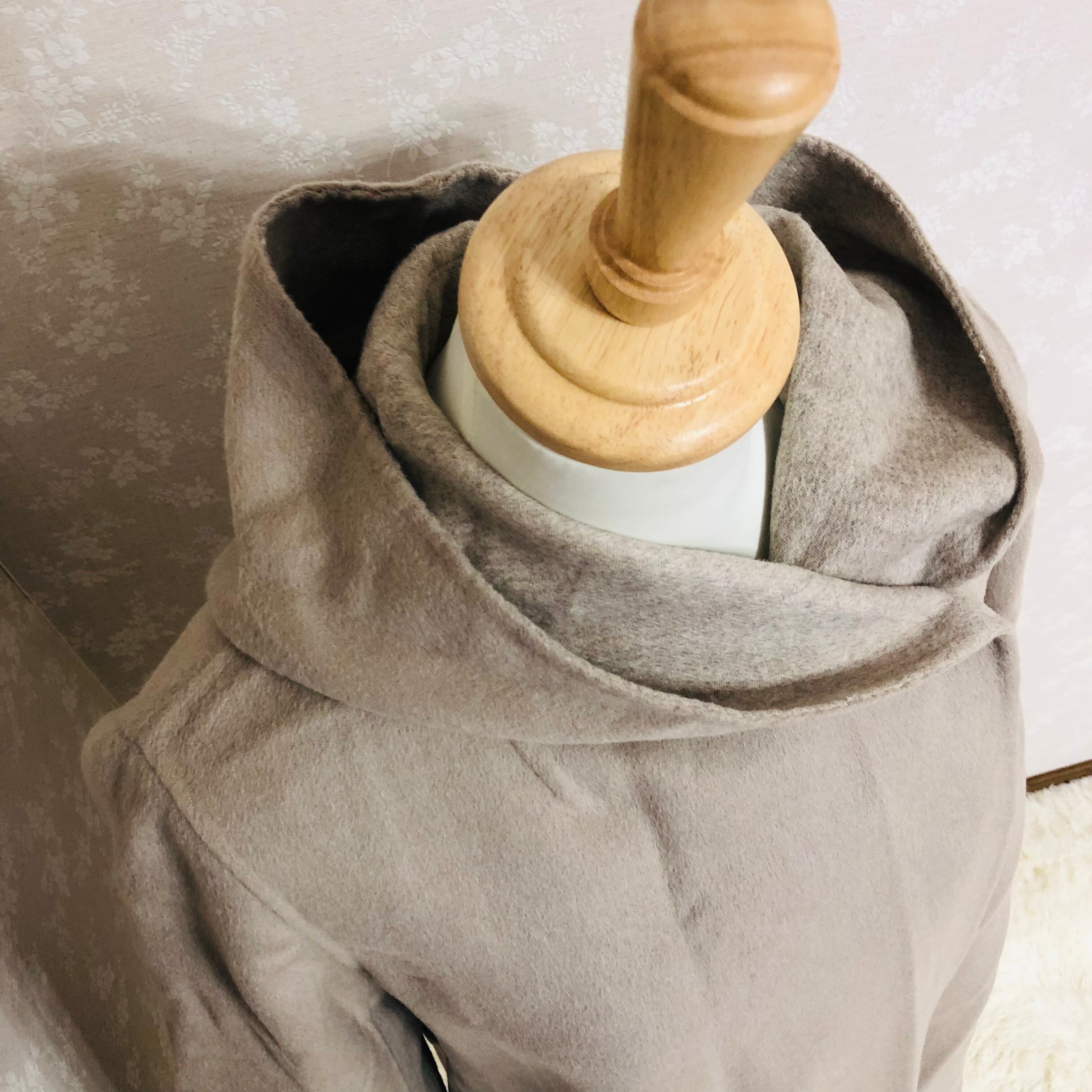 高級 カシミヤ アンゴラ ウール ポンチョ コート マント ショール 襟