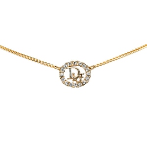 ディオール ロゴ ネックレス ゴールド メッキ ラインストーン レディース Dior 中古