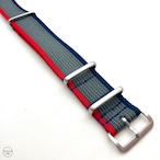 リブラインNATOストラップ  グレー・ペプシ 20mm 腕時計ベルト