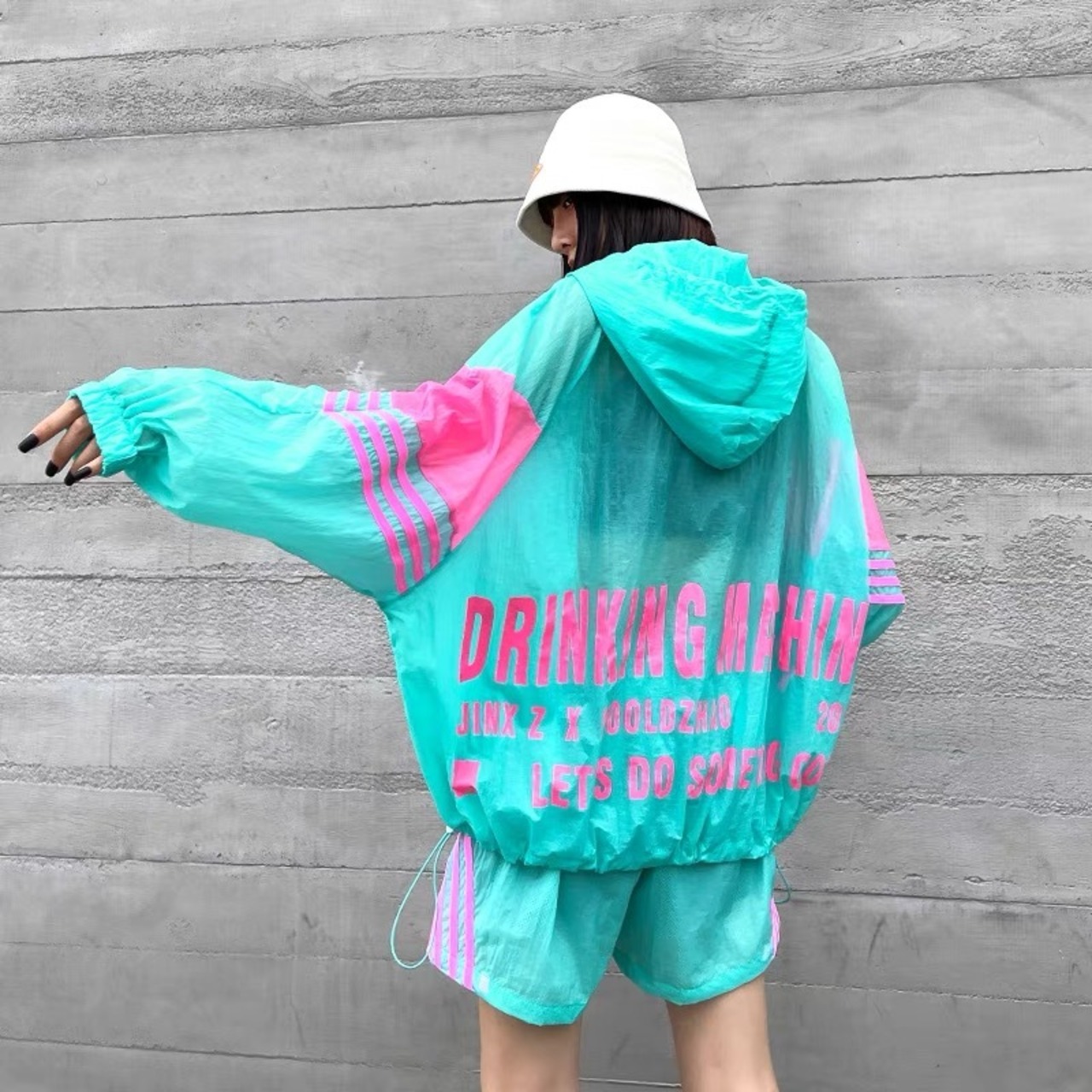 3カラー.セットアップ】ネオンカラー ブルー ピンク ホワイト ルーム  