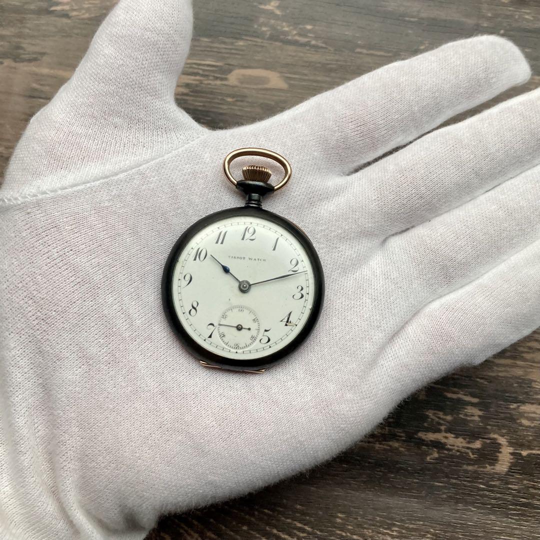ティソの手巻き式懐中時計 Tissot 懐中時計 ゴールド ホワイト文字盤