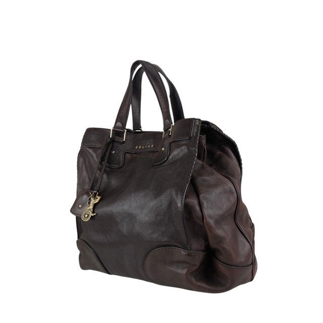 CELINE セリーヌ ハンドバッグ ブラウン 馬車 ホースキャリッジ チャーム レザー 2way vintage ヴィンテージ オールド tmv6c2