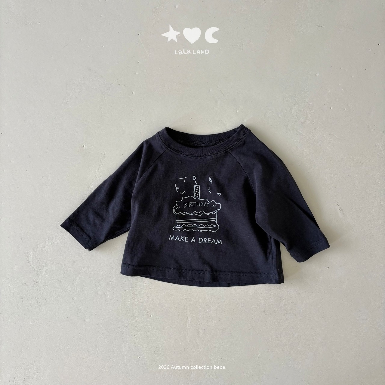韓国子供服 / LALALAND / 26Autumn / ベベ ハッピー ラグランTシャツ / 秋服 / ベビー *6M~18M*