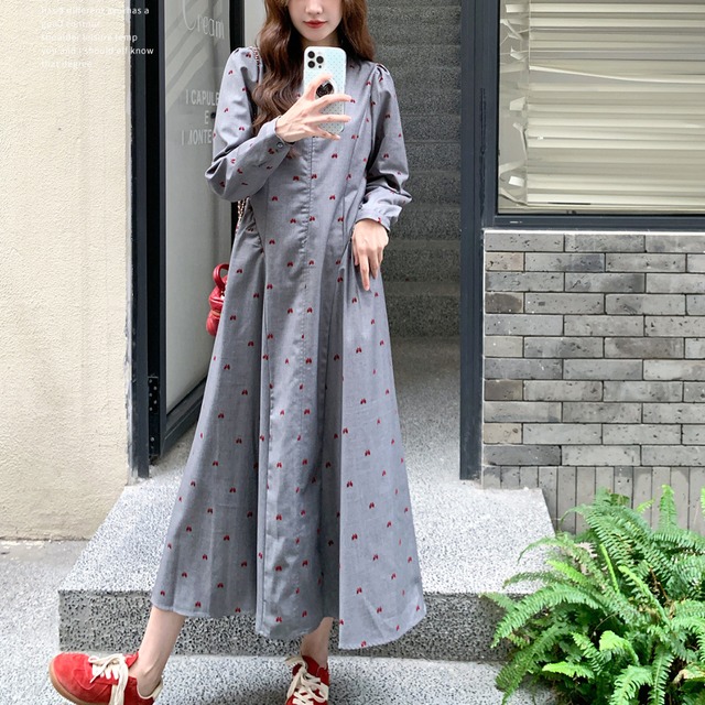 Red point loose style dress 00141