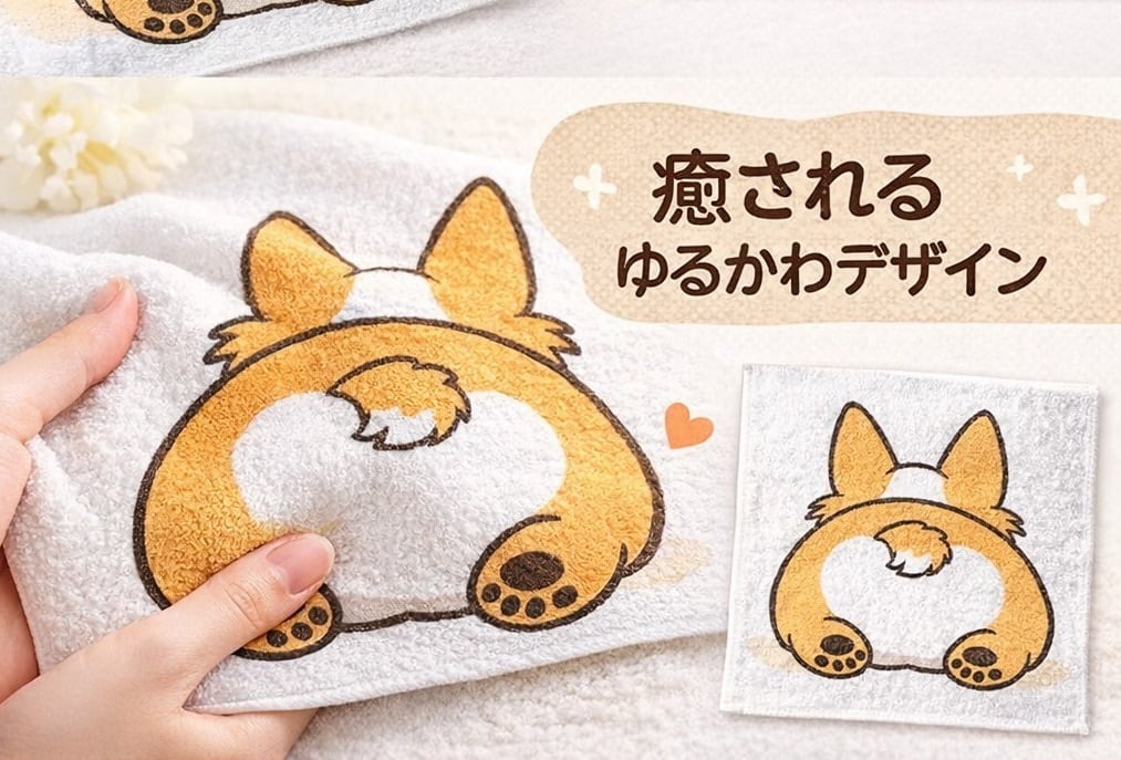 MofuMofu CORGI フェイスタオル コーギー タオル かわいい 犬 グッズ