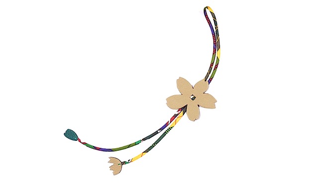 HERMES エルメス バッグチャーム プティ アッシュ Petit h 桜 さくら レザー グレージュ ライトベージュ グリーン リバーシブル