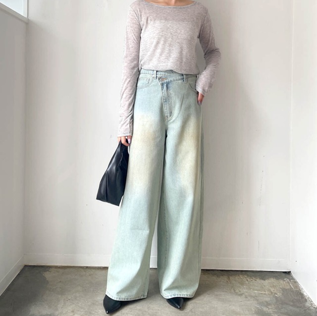 ナンバーミーTOKYO"ASYMMETRY DENIM PANTS"LIGHT BLUE