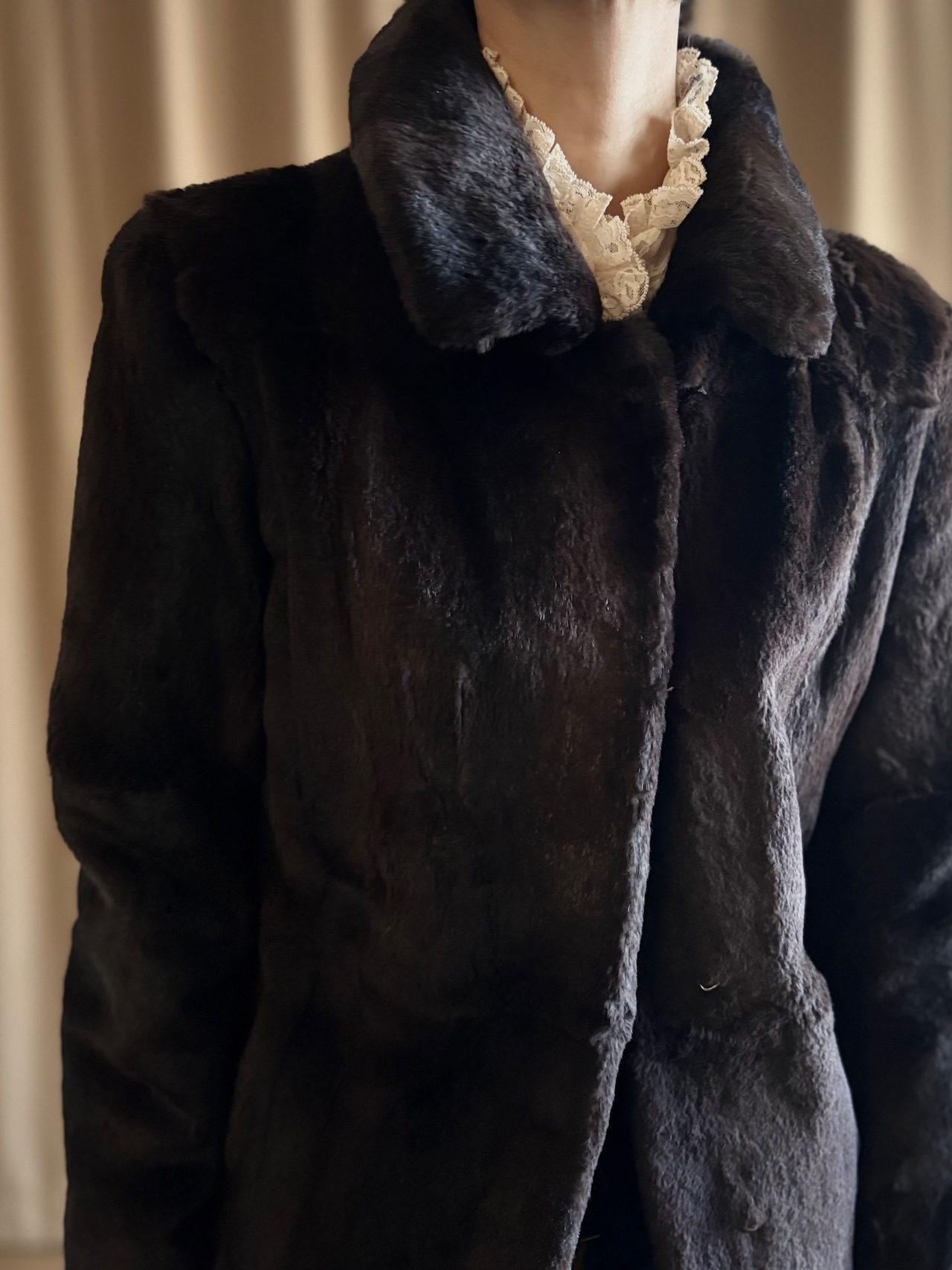 dark brown real fur scarf set jacket-5153-1