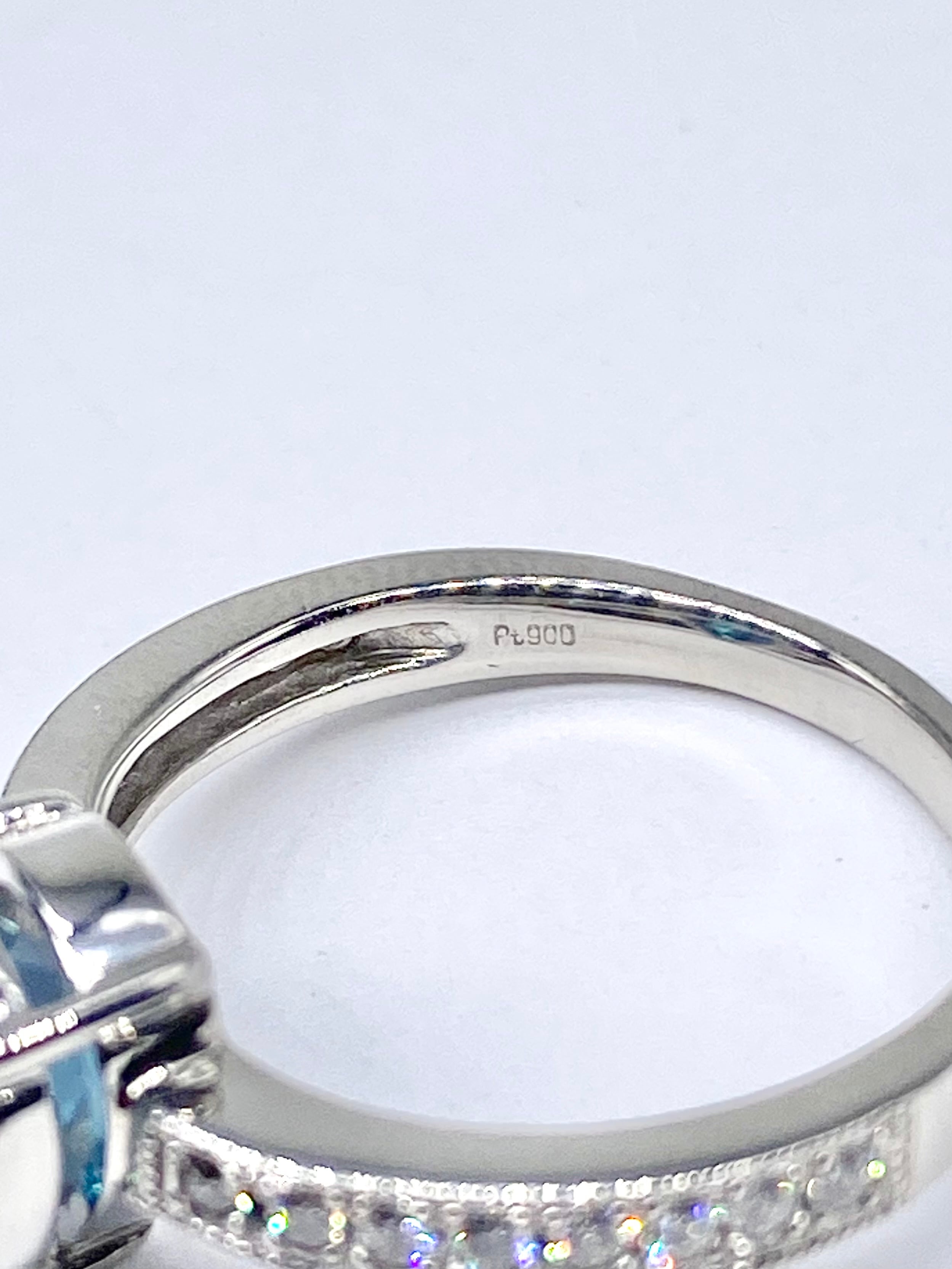 ブルージルコン 3.49ct / ダイヤモンド 計0.20ct Pt900 リング 12号