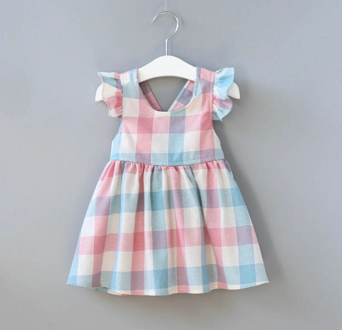 パステルバッククロスワンピース》》》》》海外子供服 ガール 春夏 ドレス パステルカラー