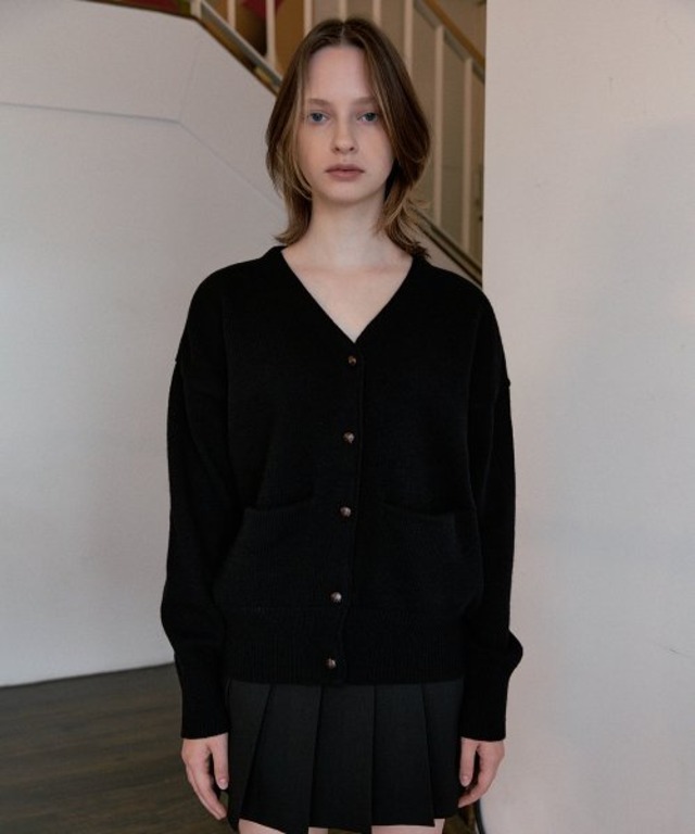 [SINOON] WOOL CLASSIC CARDIGAN (BLACK)