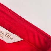 90s Christian Dior SPORTS クリスチャンディオール フィッシュ柄 長袖 ポロシャツ L/レッド レディース ビンテージ