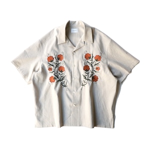 【LAST1】Aloha shirt - Flower embroidery / Natural