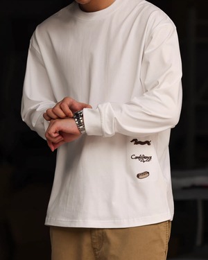 ダックスフンド刺繍ロングTシャツ / K0590