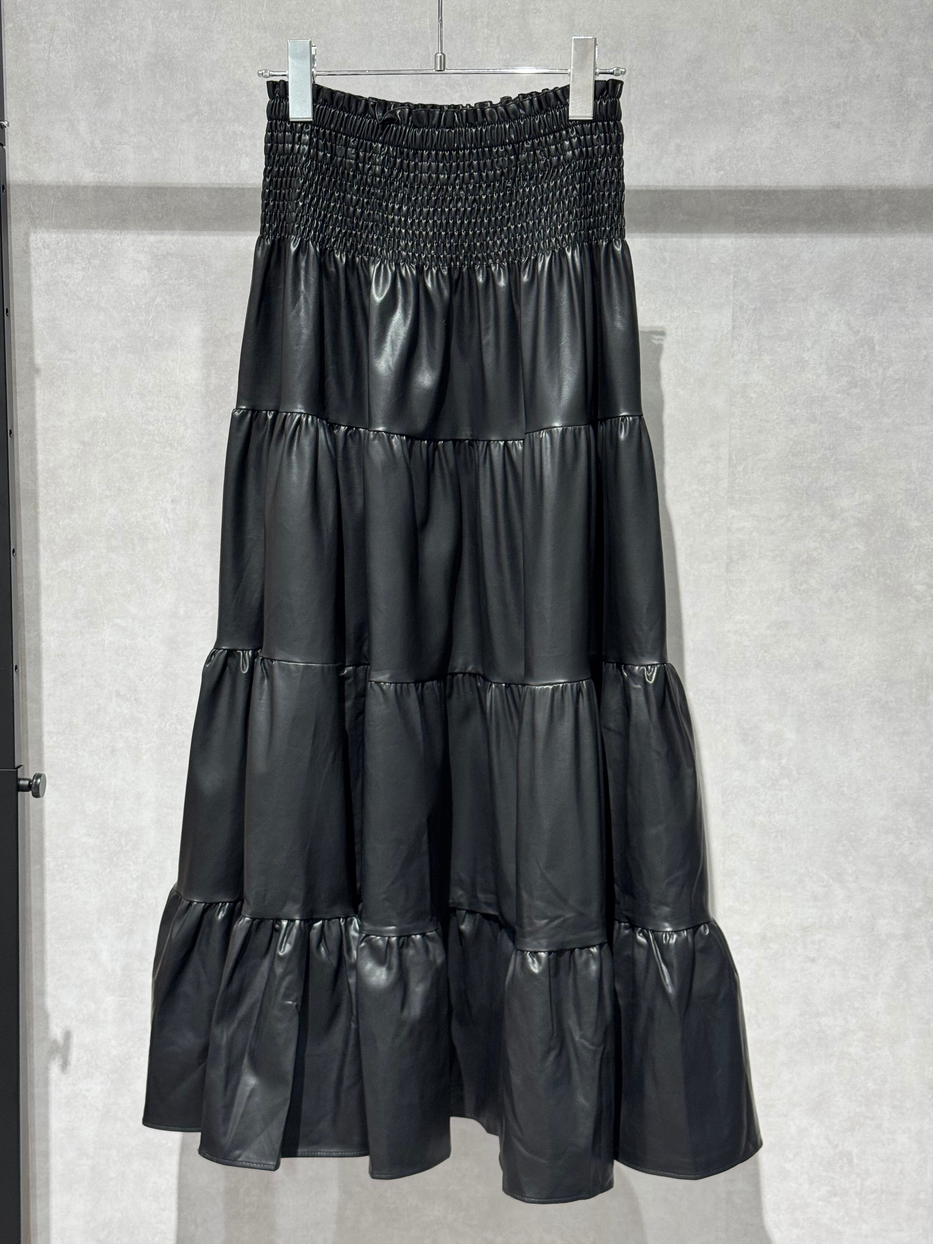 leather like tiered skirt