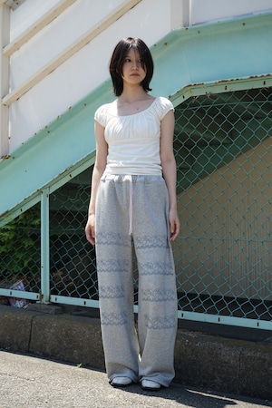 【Order item】Lace-printed sweatpants --- gray