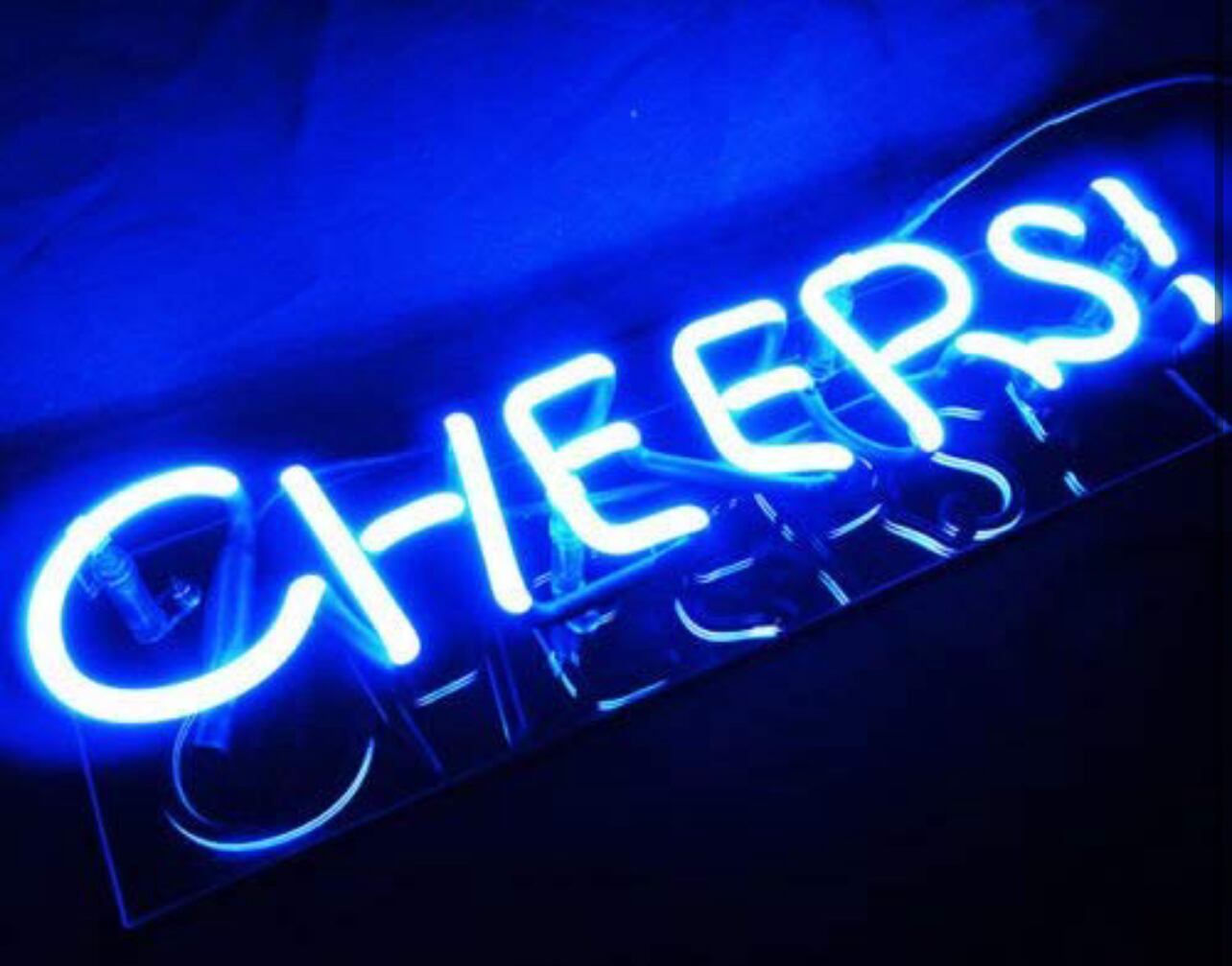 オリジナル 青色 CHEERS! ネオン管 LEDインテリア照明 オーダーメイド