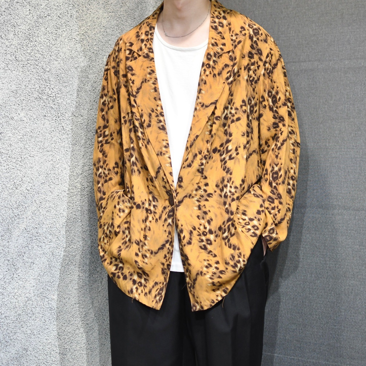 leopard pattern rayon easy tailored jacket
