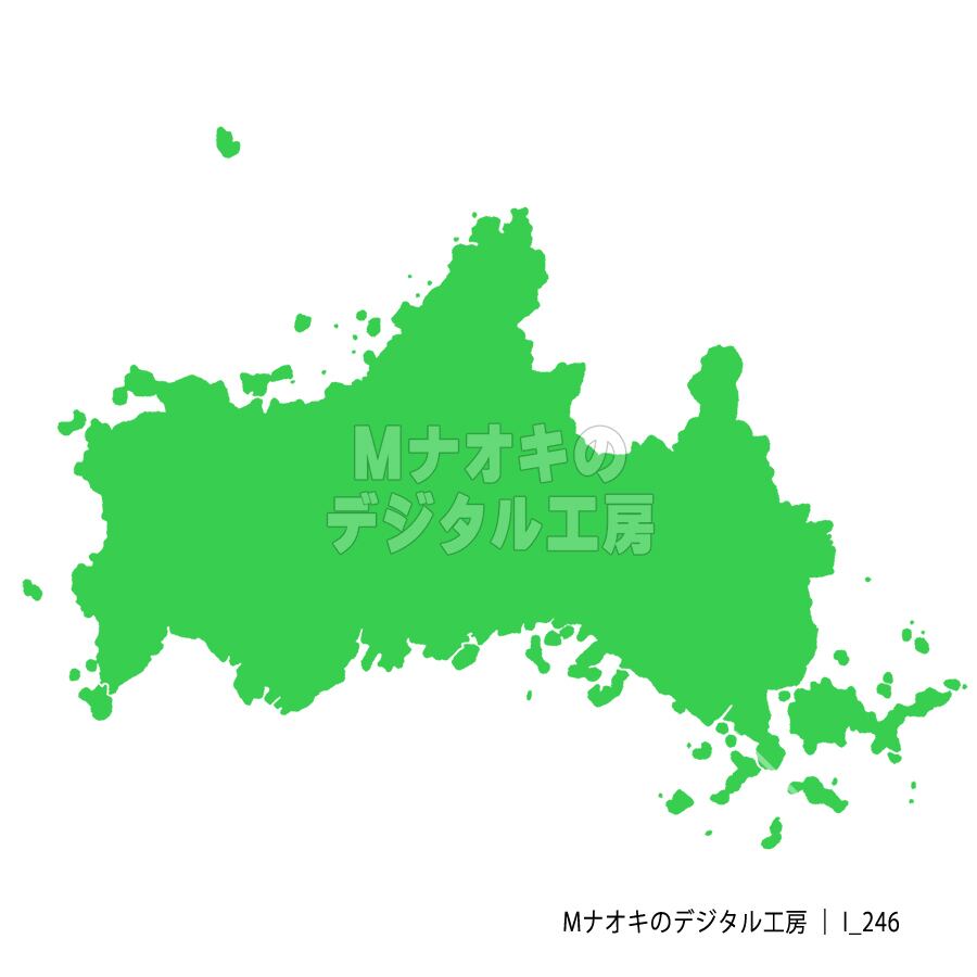 少しゆるい山口県地図 フチなし 【I_246】 A slightly loose map of Yamaguchi Prefecture (borderless)