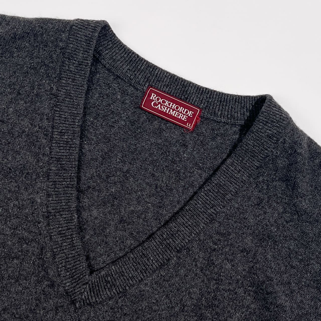 カシミヤ100% ROCKHORDE ロックホード Vネック ニット セーター LL /チャコール グレー系 メンズ