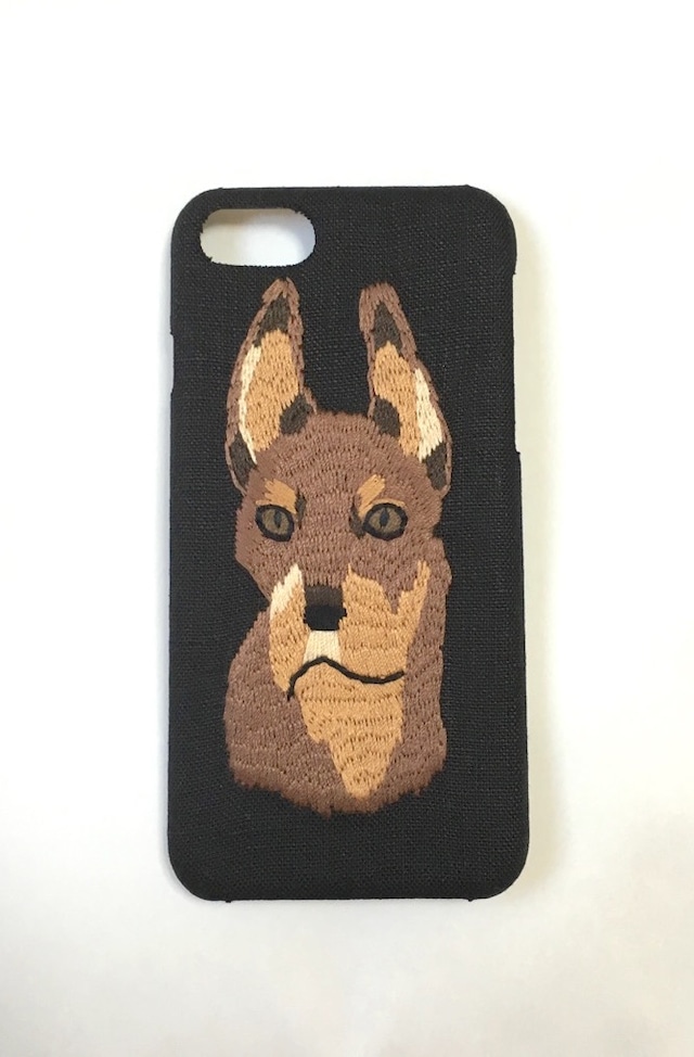 【iPhone6専用】ドーベルマン刺繍iPhone6ケース ブラック