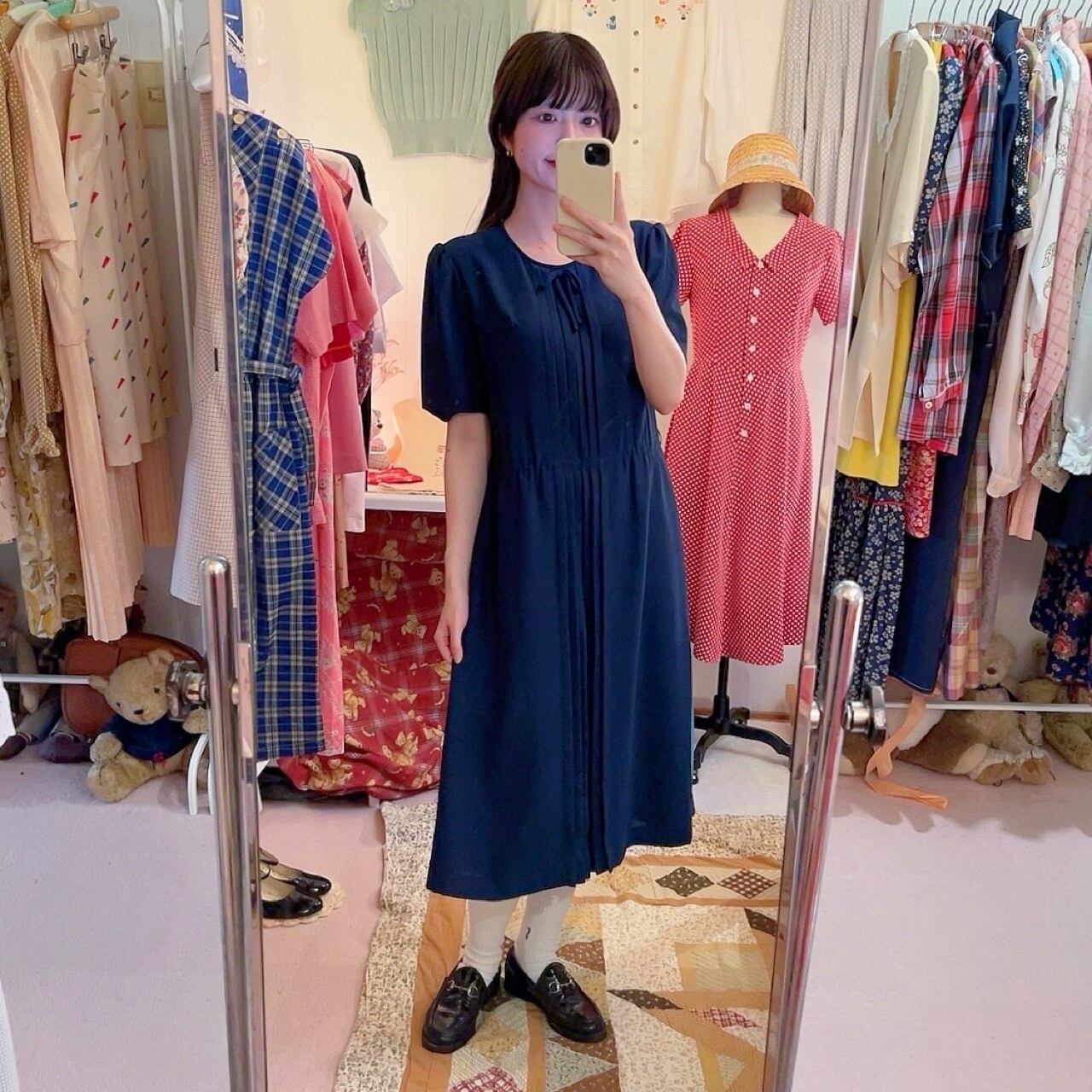 ribbon front pleats one-piece