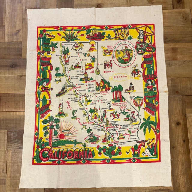 50's Vintage Map Tablecloth (California)