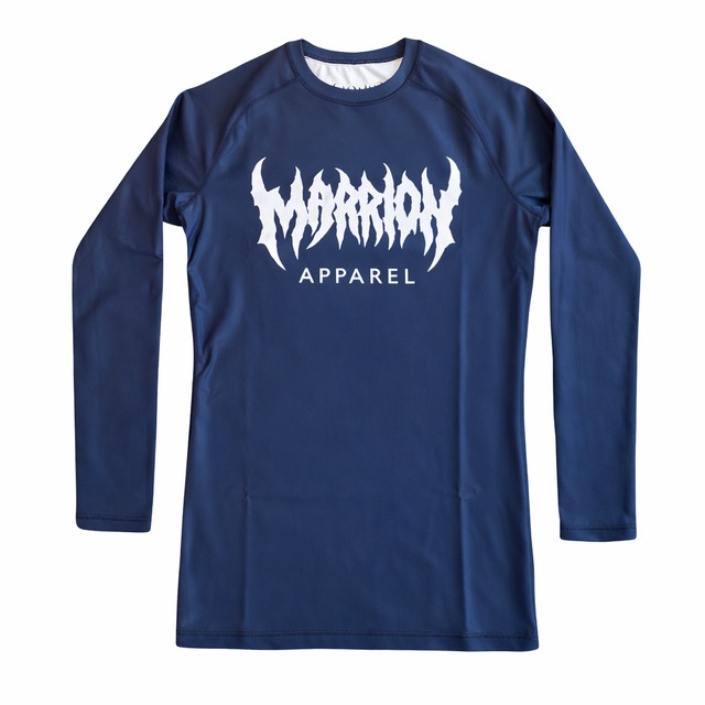 MARRION APPAREL LEGACY LOGO LONG RASH GUARD (Navy×White)