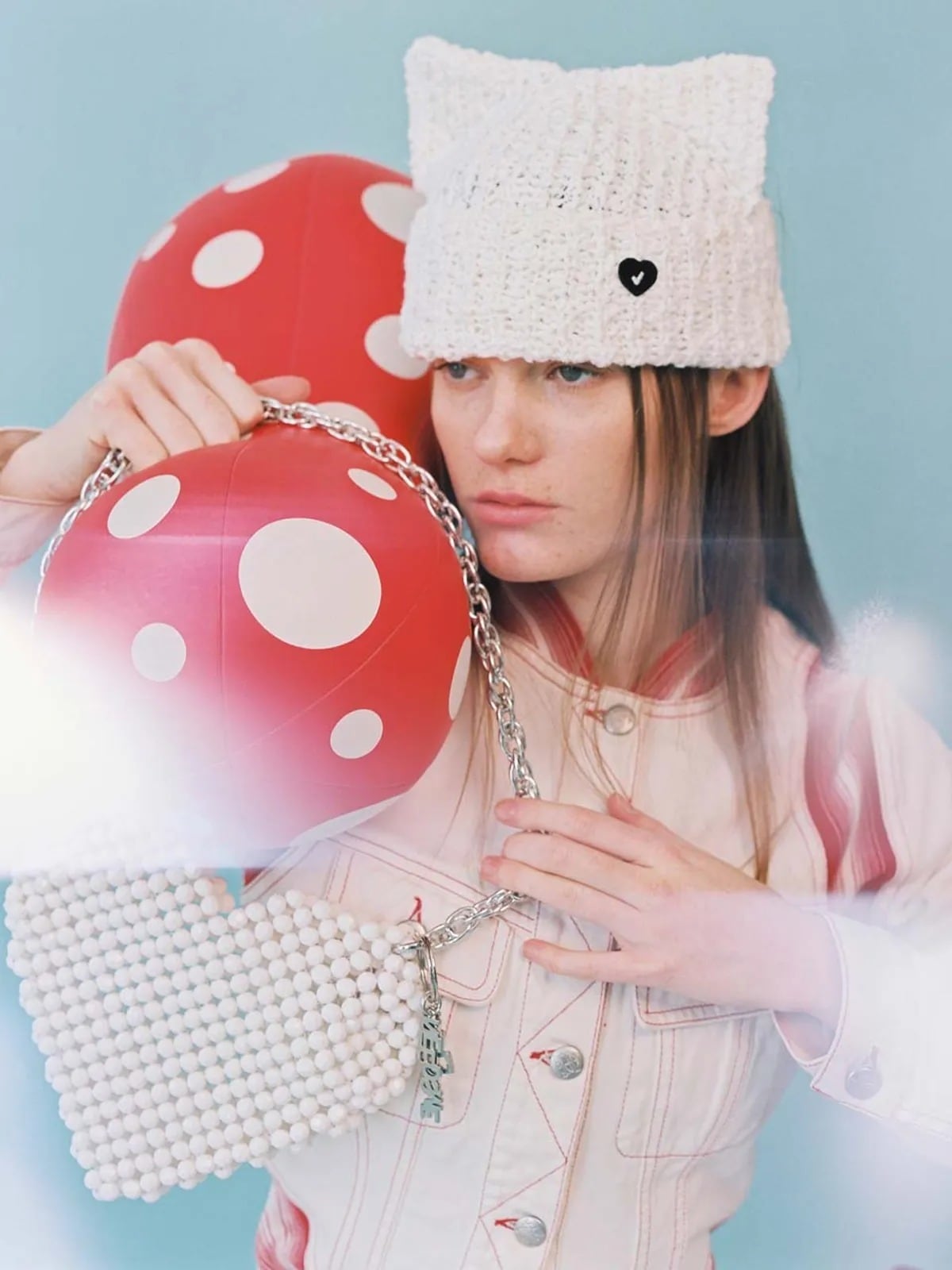 ☆RIIZE ソンチャン 着用！！【AWESOME NEEDS】SS Cat Knit Hat_White