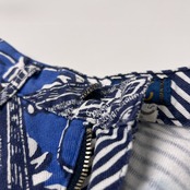 BYBLOS ビブロス イタリア製 総柄 ネイティブ デザインパンツ 27/ブルー/vintage