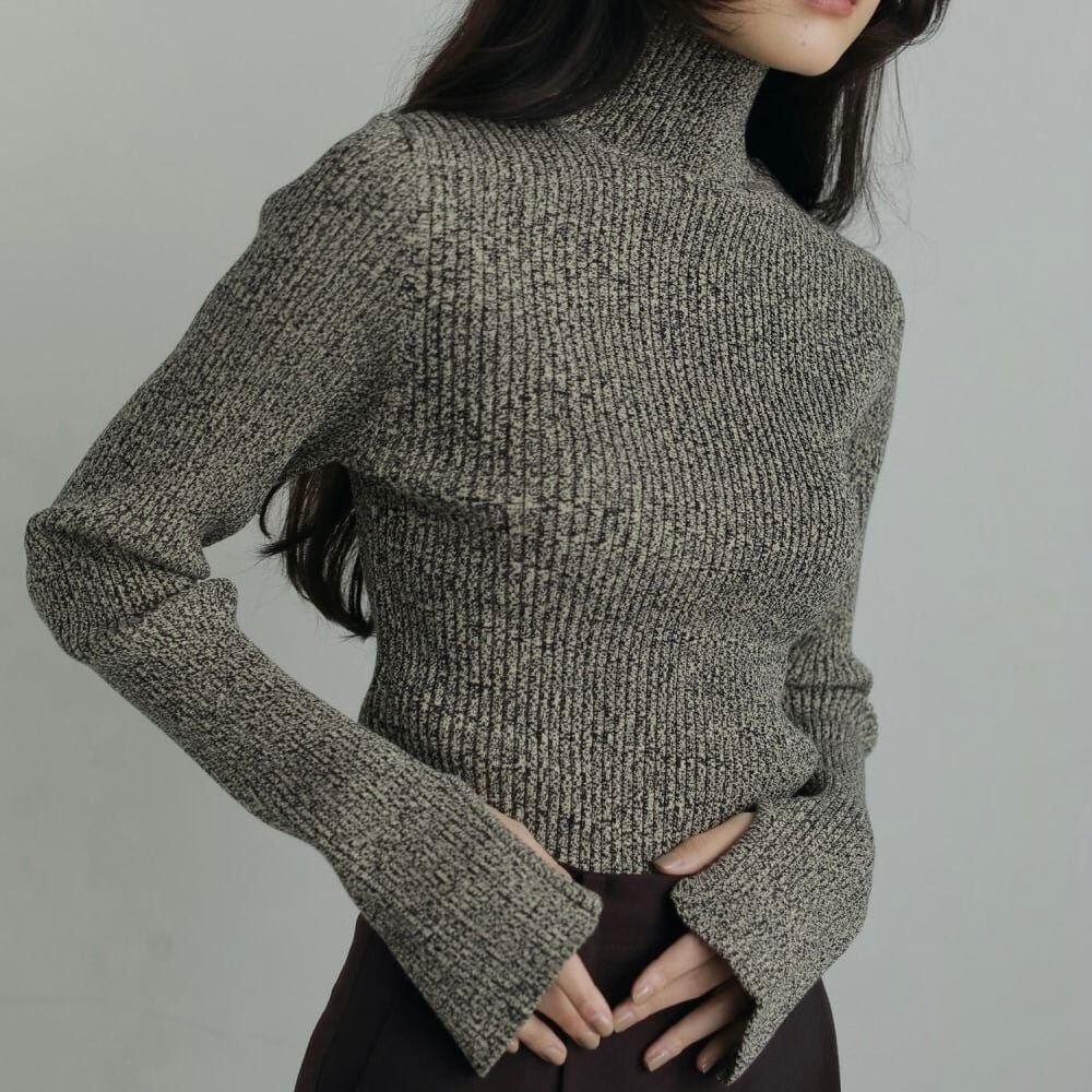 【 anuke 】Slit Turtle Knit