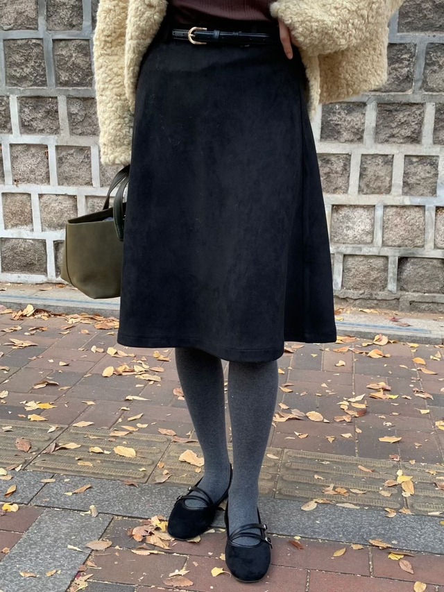(予約) signature / Suede belt skirt 2color