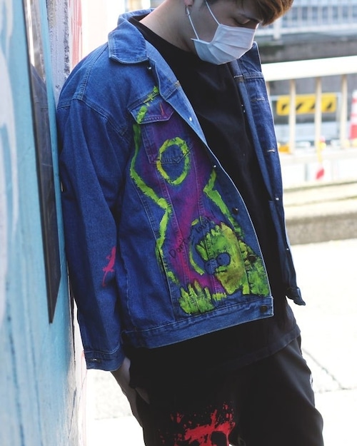 Character paint denim jacket