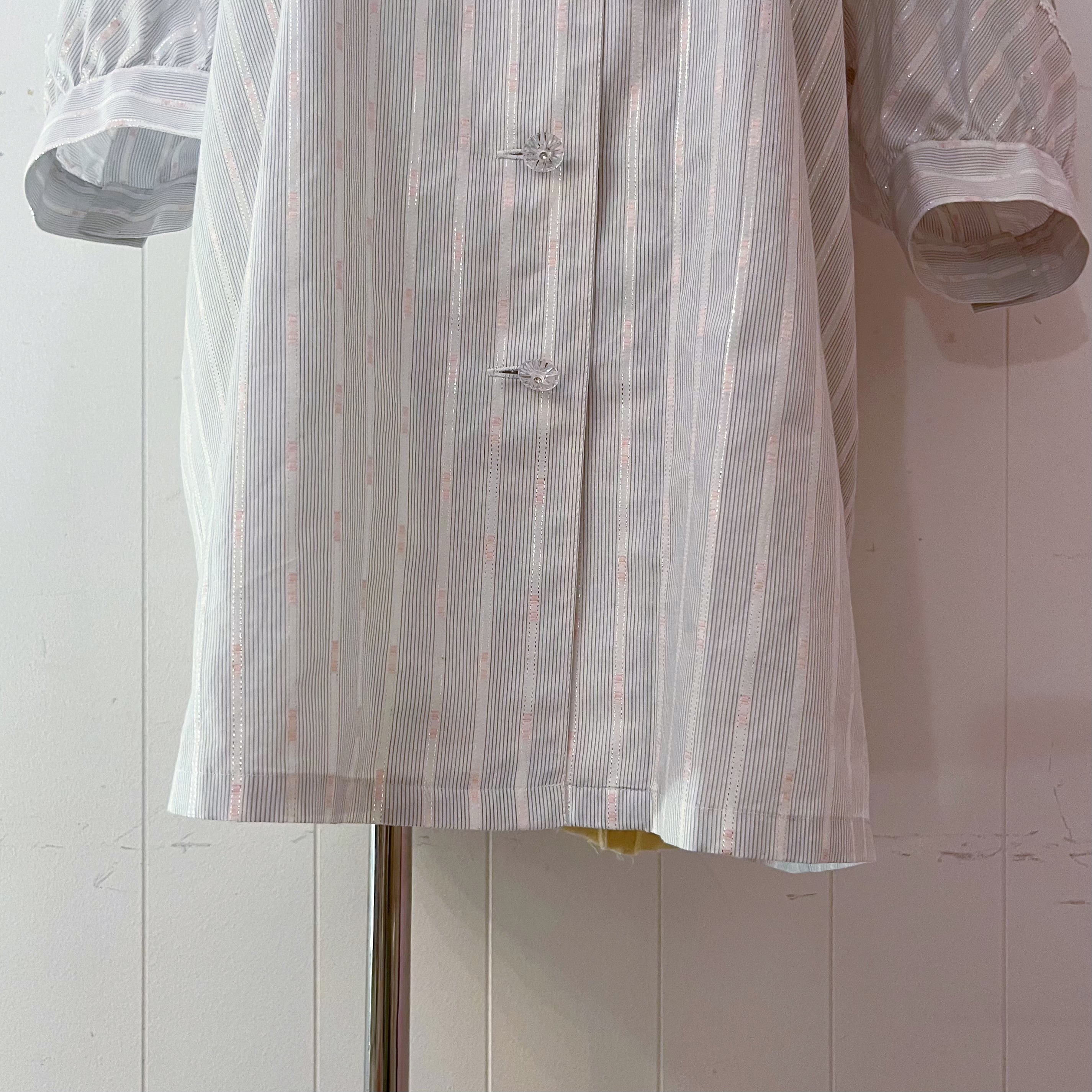 ribbon lace collar stripe blouse