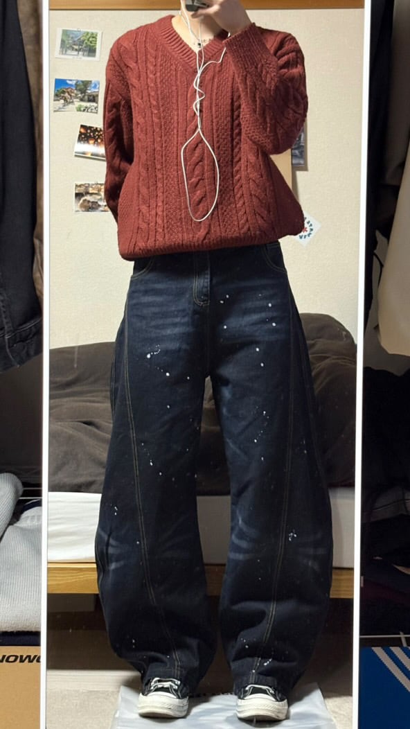 ペイントワイドデニム el1449 | elev fashion store