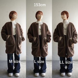 2way多機能ソフトリバーシブルボアouterlongホワイト×ブラウン