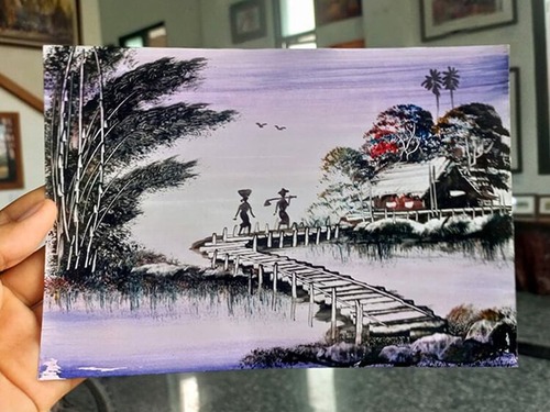 【絵画】ミャンマー農民の帰り道