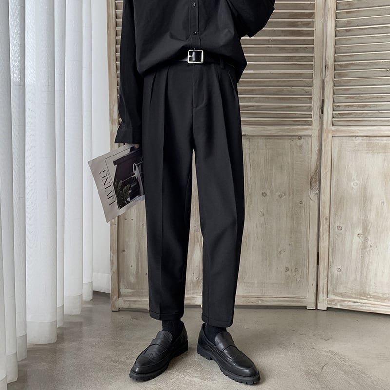 メンズ ストリート系 パンツ ストレート ツータック 韓国ファッション 原宿系 ゴシック ロリータ